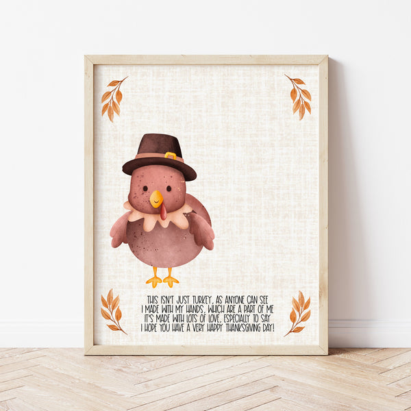 Turkey Handprint With Poem | Thanksgiving Handprint Art | Ollie + Hank