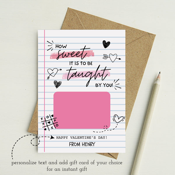 How Sweet It Is To Be Taught By You | Valentines Day Card For Teacher
