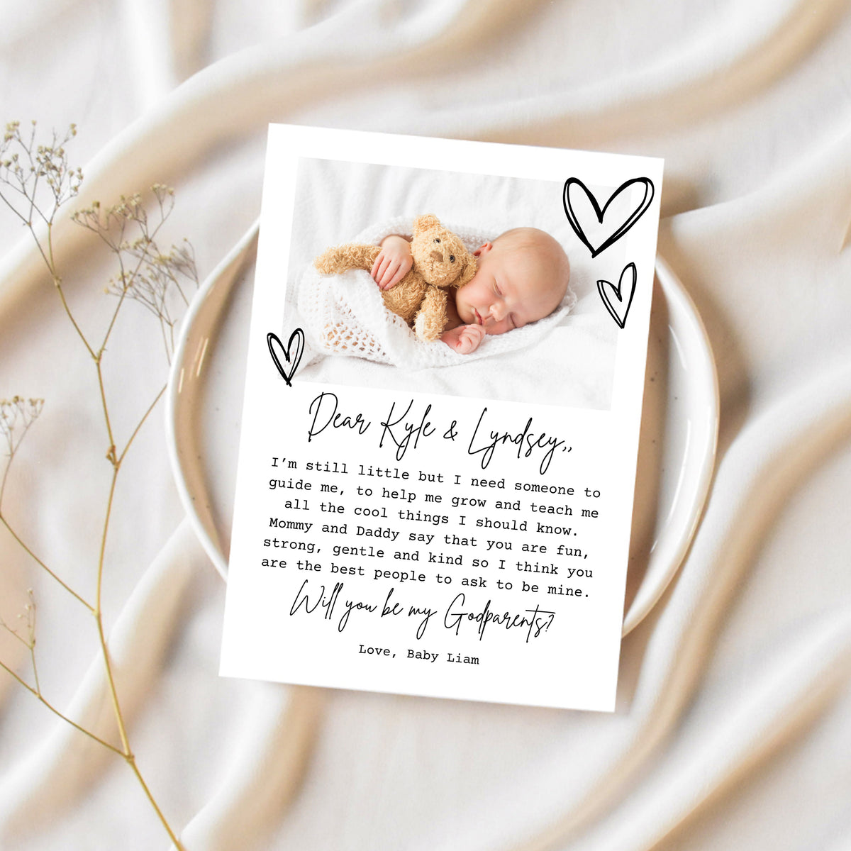 Will You Be My Godparent Card | Godparent Proposal Card | Ollie + Hank, image size:1200x1200