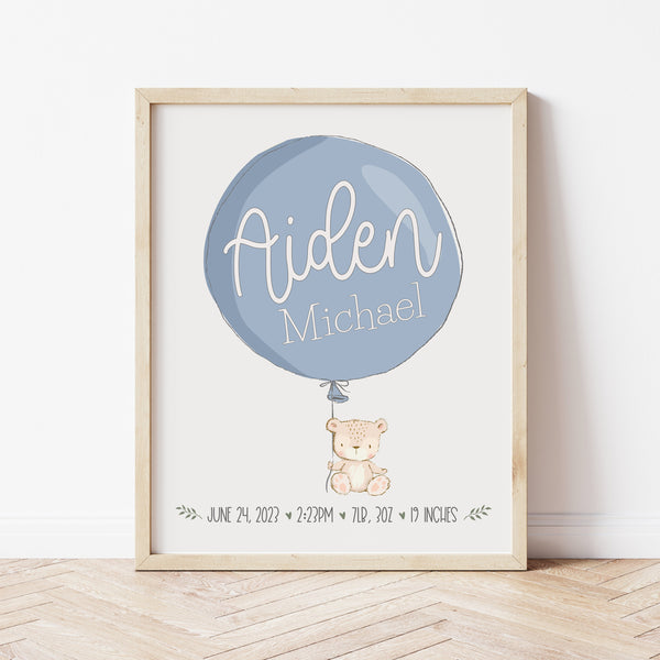 Birth Details Print | Animal Nursery Art | Ollie + Hank