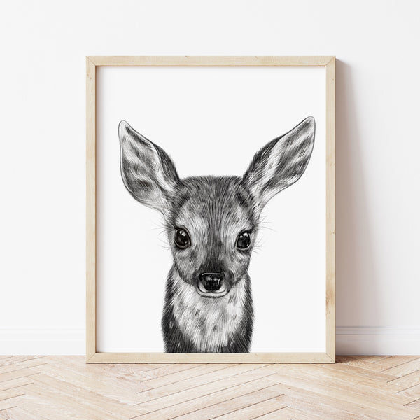 Woodland Nursery Prints | Baby Deer Art | Ollie + Hank