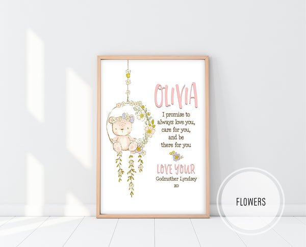 Baptism Gift Girl | Godparent Promise Print | Ollie + Hank