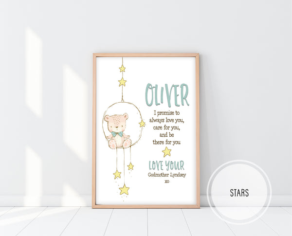 Baptism Gift Godson | Godparent Promise Print | Ollie + Hank