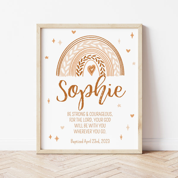 Baptism Gift For Baby Girl | Boho Rainbow Print | Ollie + Hank