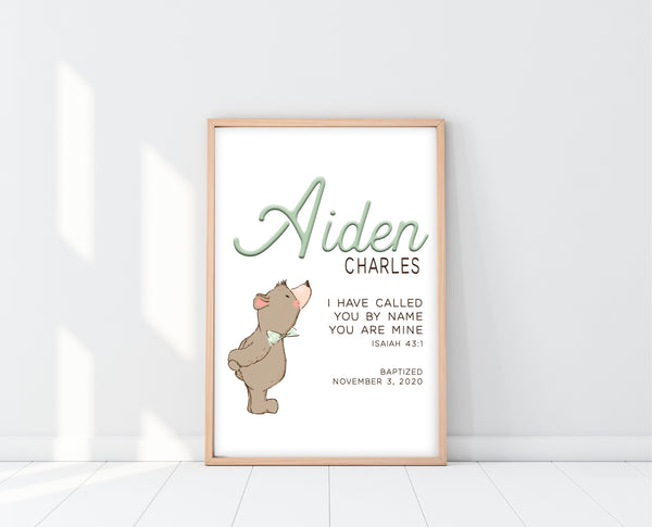 Baptism Gift For Boy | Isaiah 43:1 Print | Ollie + Hank