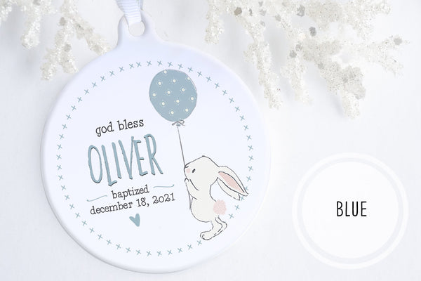 Baptism GIfts From Godparents | Bunny Blessing Baptism Ornament | Ollie + Hank