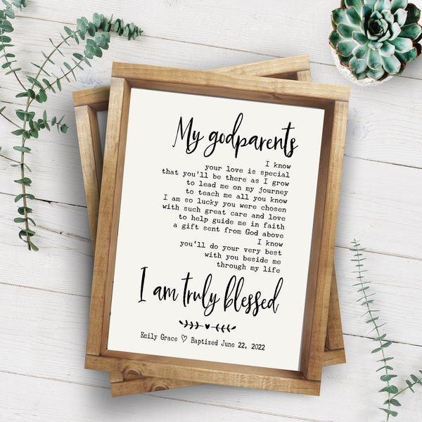 Baptism Gift For Godparents | Godparent Poem | Ollie + Hank