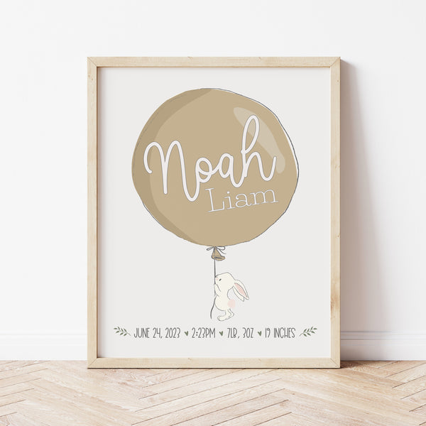 Birth Details Print | Animal Nursery Art | Ollie + Hank