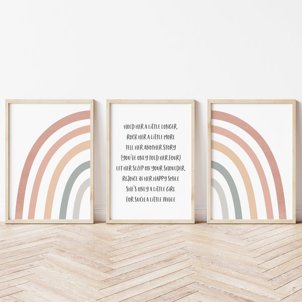 Boho Baby Girl Nursery Art | Hold Her A Little Longer | Ollie + Hank