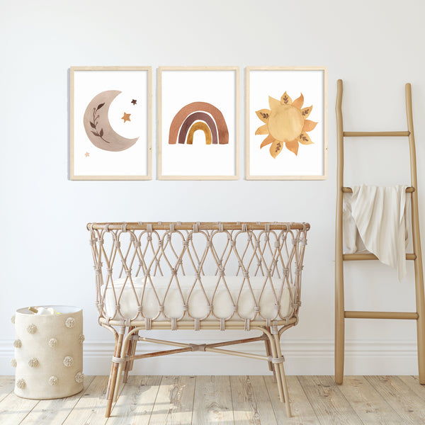 Boho Nursery Decor Girl | Sun And Moon Print Set | Ollie + Hank