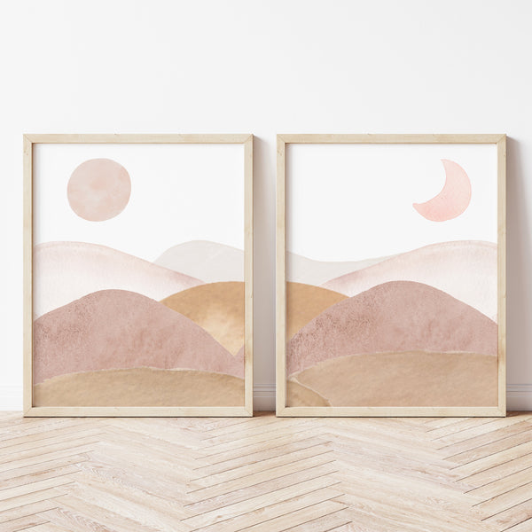 Boho Nursery Wall Decor | Sun And Moon Wall Art | Ollie + Hank