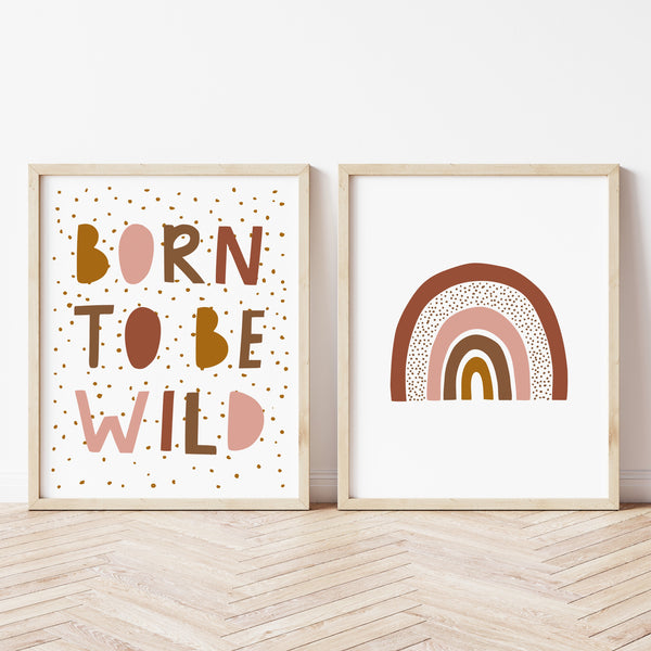 Boho Rainbow Wall Art | Born To Be Wild Poster Set | Ollie + Hank