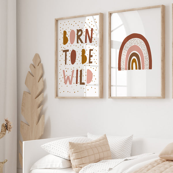 Boho Rainbow Wall Art | Born To Be Wild Poster Set | Ollie + Hank