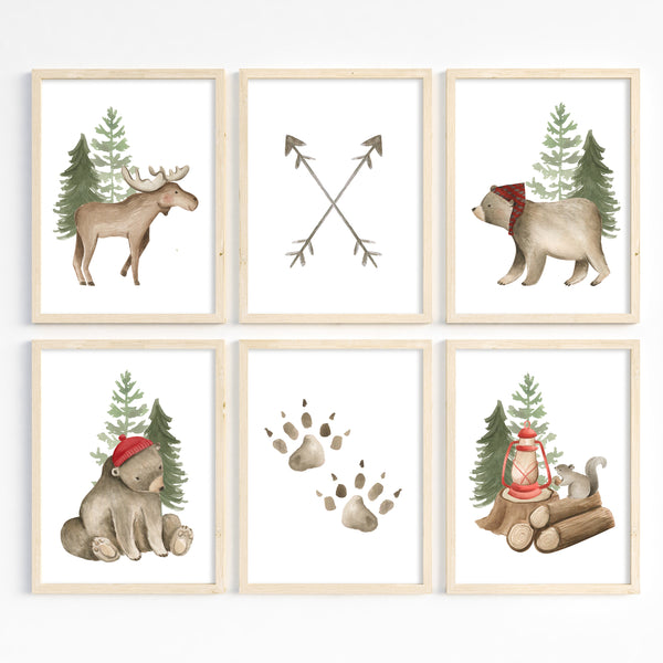 Buffalo Plaid Nursery Decor | Woodland Lumberjack Nursery Art Collection