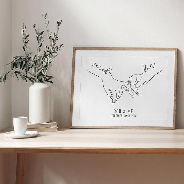 Cute Valentine Gift For Boyfriend |  Holding Hands Print | Ollie + Hank