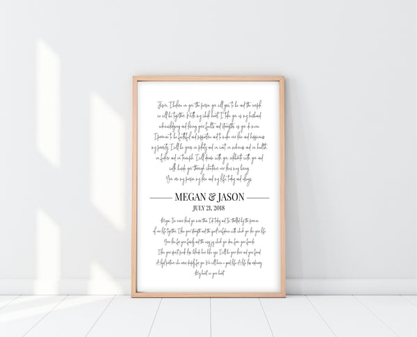 First Anniversary Gift | Wedding Vows Wall Art | Ollie + Hank