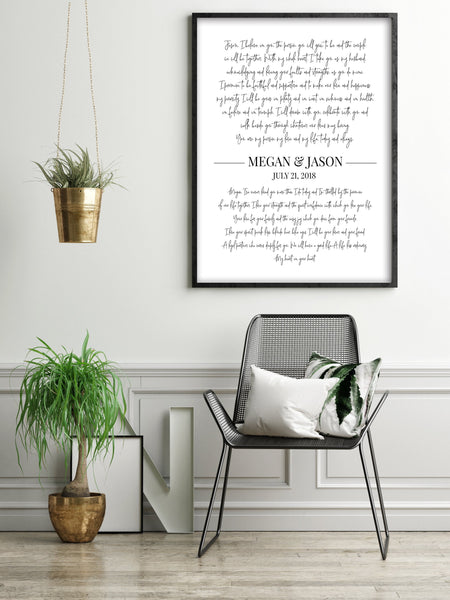 First Anniversary Gifts For Her | Wedding Vow Wall Decor | Ollie + Hank