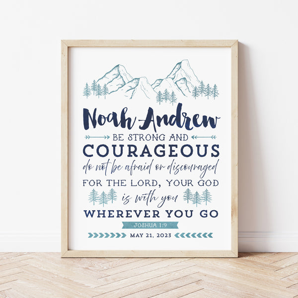 First Communion Gift For Boy | Joshua 1:9 Print | Ollie + Hank