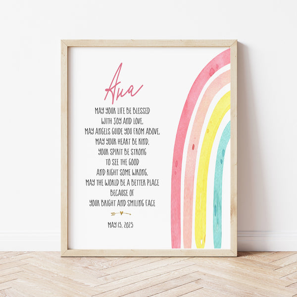First Communion Gift For Goddaughter | Rainbow Blessing Print | Ollie + Hank