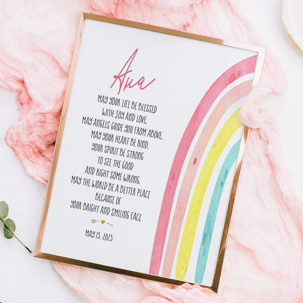 First Communion Gift For Goddaughter | Rainbow Blessing Print | Ollie + Hank