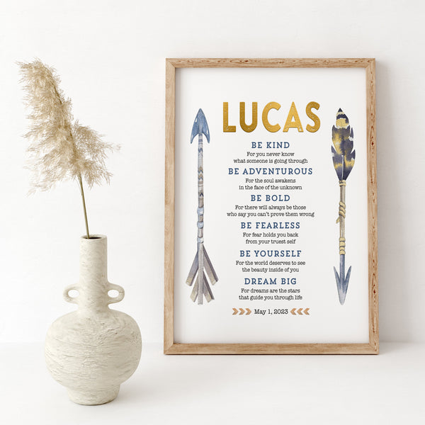 First Communion Gift Ideas Boy | Arrow Blessing Print | Ollie + Hank