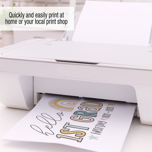 First Day Of School Sign Printable | Boho Rainbow School Signs | Ollie + Hank
