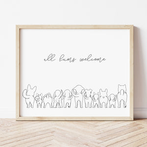 Funny Dog Art | All Bums Welcome Print | Ollie + Hank
