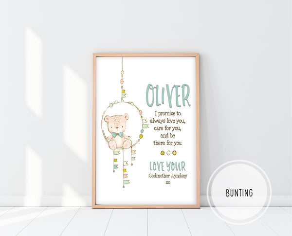 Gift To Godchild | Godparent Promise Print | Ollie + Hank