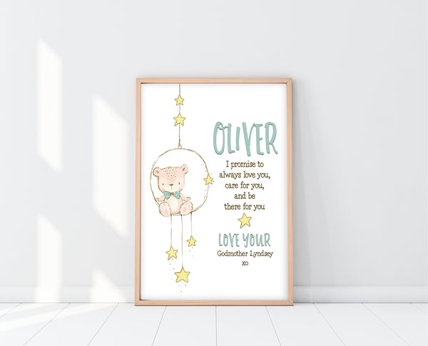 Gift For Godchild | Godparent Promise Print | Ollie + Hank