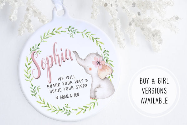 Gift For Godchild | Elephant Baptism Ornament | Ollie + Hank