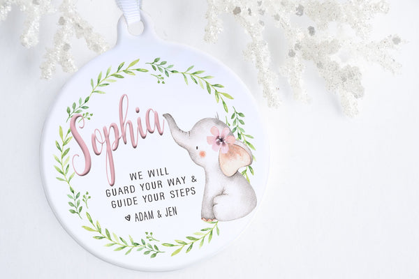 Gift For Goddaughter | Elephant Baptism Ornament | Ollie + Hank