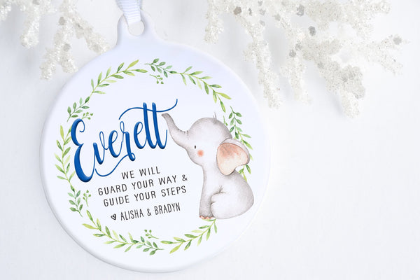 Gift For Godson | Elephant Baptism Ornament | Ollie + Hank