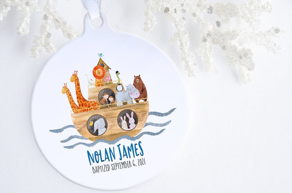 Gift For Godson Baptism | Noah's Ark Baptism Ornament | Ollie + Hank