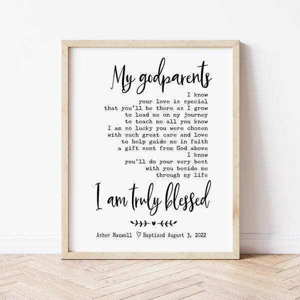 Godparent Poem | Baptism Gift For Godparents | Ollie + Hank