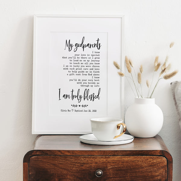 Godparents Poem | Baptism Gift For Godparents | Ollie + Hank