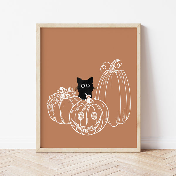 Halloween Cat Art | Cat And Pumpkin Art | Ollie + Hank