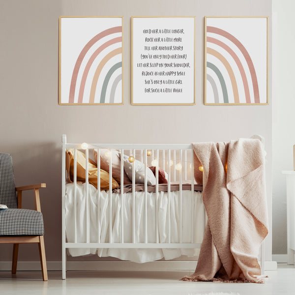 Boho Baby Girl Nursery Art | Hold Her A Little Longer | Ollie + Hank