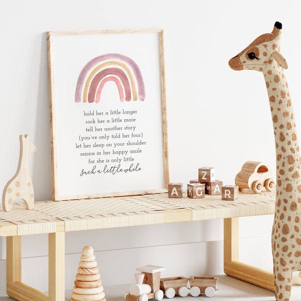 Rainbow Nursery Decor | Hold Her / Him A Little Longer Poem | Ollie + Hank