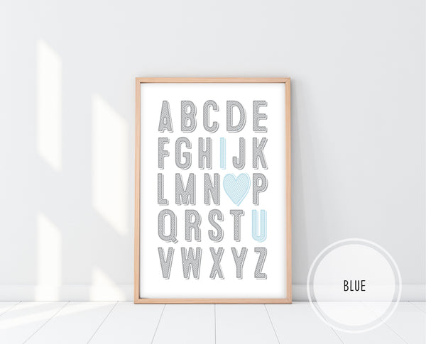 I Love You ABC Wall Art | Blue And Grey Nursery | Ollie + Hank
