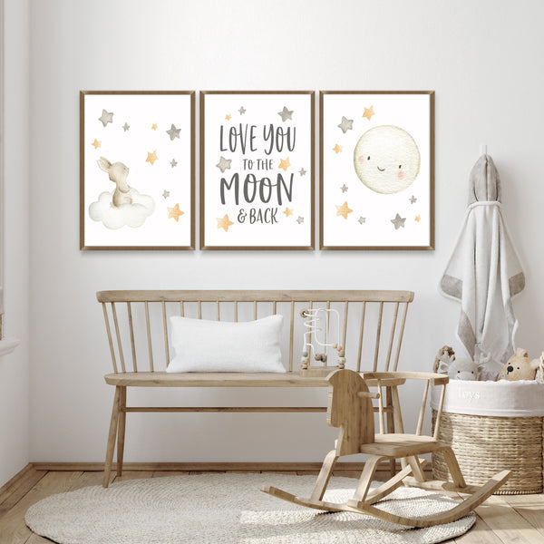 Moon And Stars Nursery Decor | I Love You To The Moon And Back Wall Art | Ollie + Hank