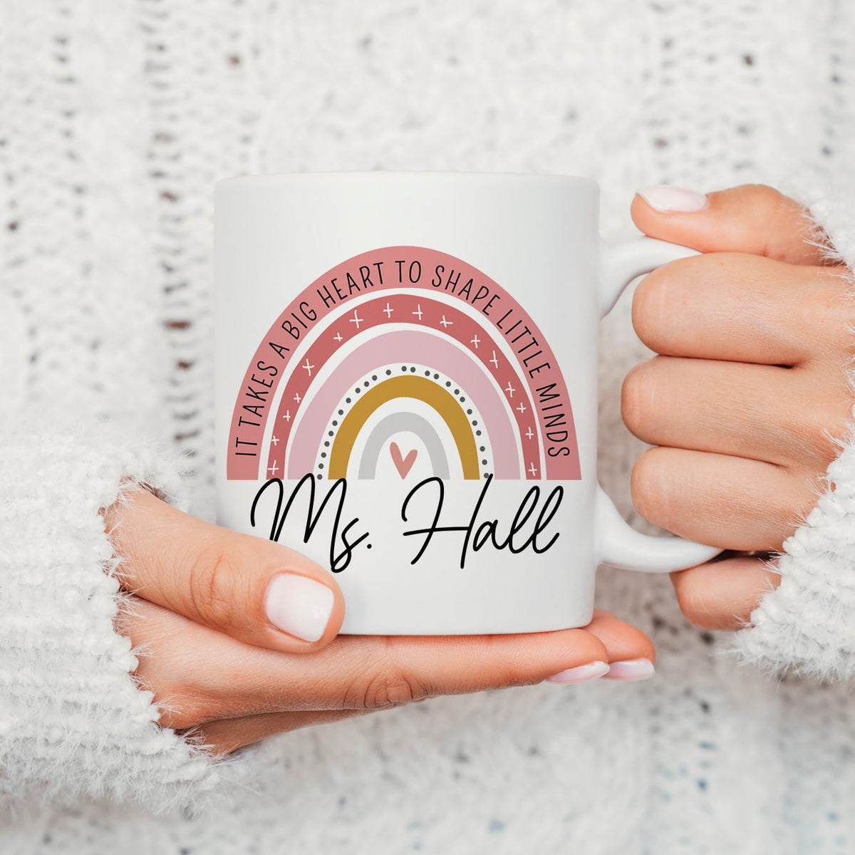 Personalized Teacher Coffee Mug - Kids Handprints