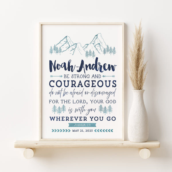First Communion Gift For Boy | Joshua 1:9 Print | Ollie + Hank