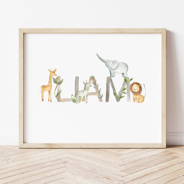 Jungle Nursery Art | Baby Name Art | Ollie + Hank