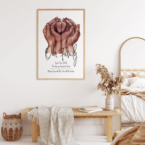 Personalised Family Print | Family Of Three Print | Ollie + Hank