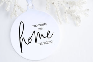 New Home Gift Ideas | Two Hearts One Home Ornament | Ollie + Hank