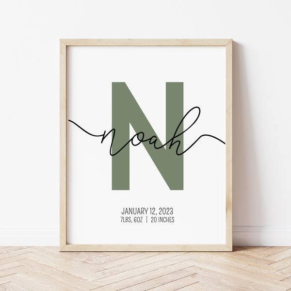 Personalised Baby Name Wall Art | Ollie + Hank