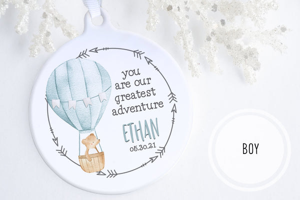 Personalized Baby Gift Canada | Our Greatest Adventure Ornament | Ollie + Hank