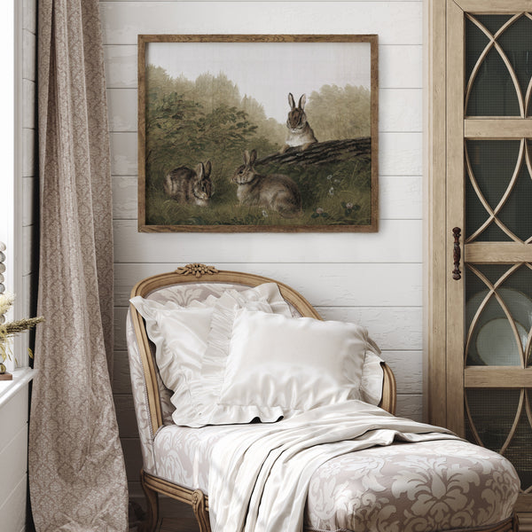 Rabbit Wall Art | Rabbits On A Log Print | Ollie + Hank