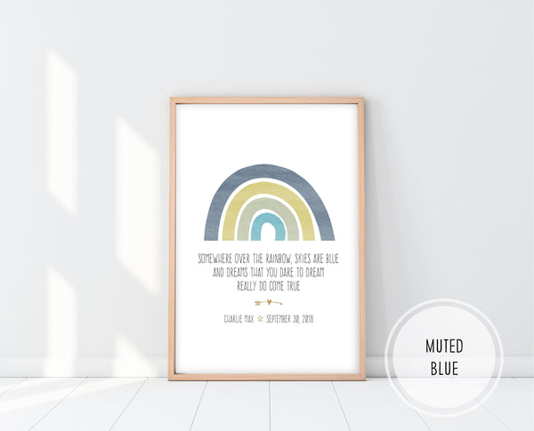 Rainbow Baby Nursery Art | Somewhere Over The Rainbow Print | Ollie + Hank