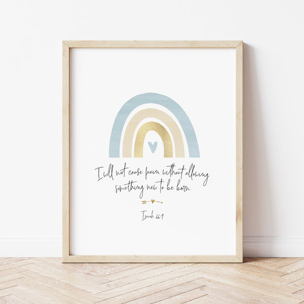Rainbow Nursery Wall Art | Isaiah 66:9 Print | Ollie + Hank
